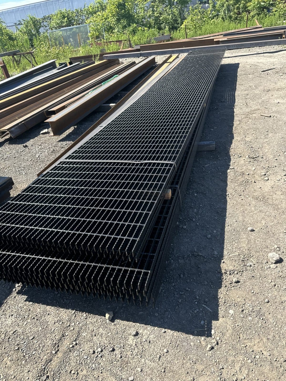 Bar grating and platform steel staged in the SiloTech yard
